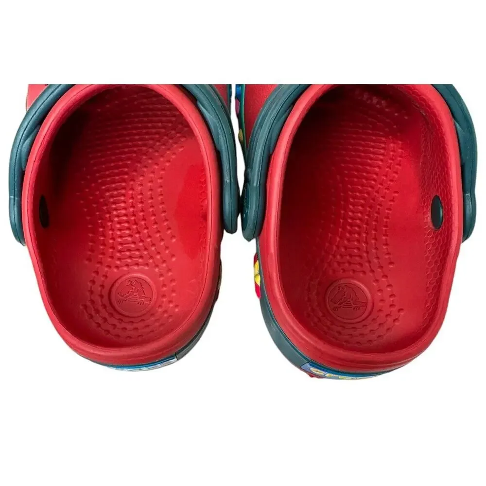 Crocs White Polar Bear‎ Red Green Christmas Holiday Light Up Shoes Toddler Sz C7
